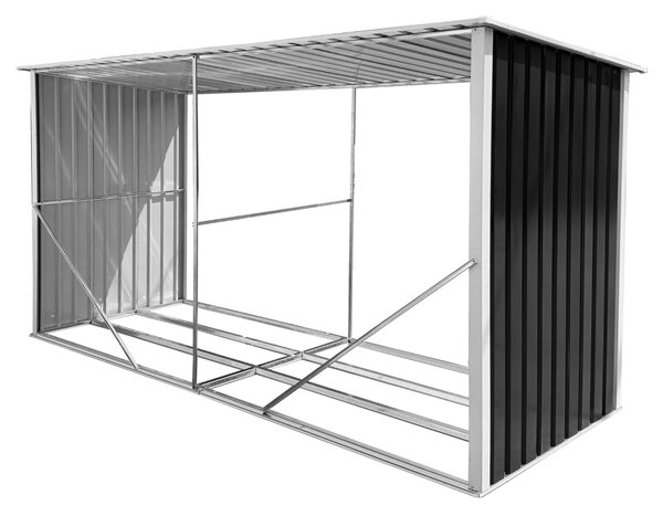 KONDELA Magazie pentru lemn, antracit/alb, 377,5x121x194 cm, DARYL TIP 4