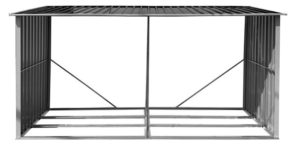 KONDELA Magazie pentru lemn, antracit/alb, 377,5x121x194 cm, DARYL TIP 4