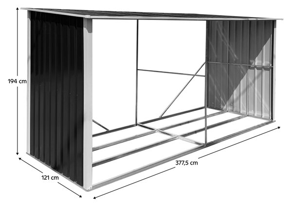 KONDELA Magazie pentru lemn, antracit/alb, 377,5x121x194 cm, DARYL TIP 4