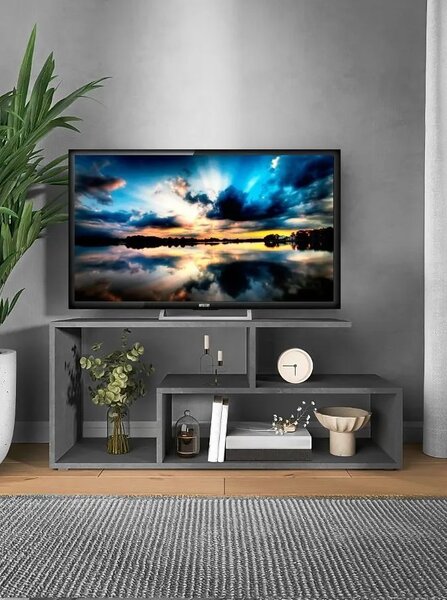Comoda TV multifunctionala, Oscar, Gri, 100 X 39 X 30 cm, PAL 18 mm