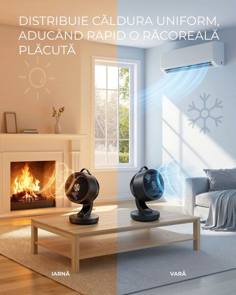 Ventilator de circulație FLOW cu telecomandă, negru SongmicsHome