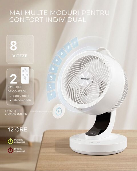 Ventilator de circulație FLOW cu telecomandă, alb SongmicsHome