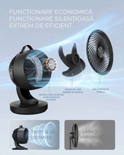 Ventilator de circulație FLOW cu telecomandă, negru SongmicsHome