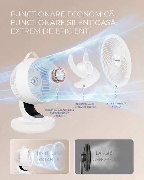 Ventilator de circulație FLOW cu telecomandă, alb SongmicsHome