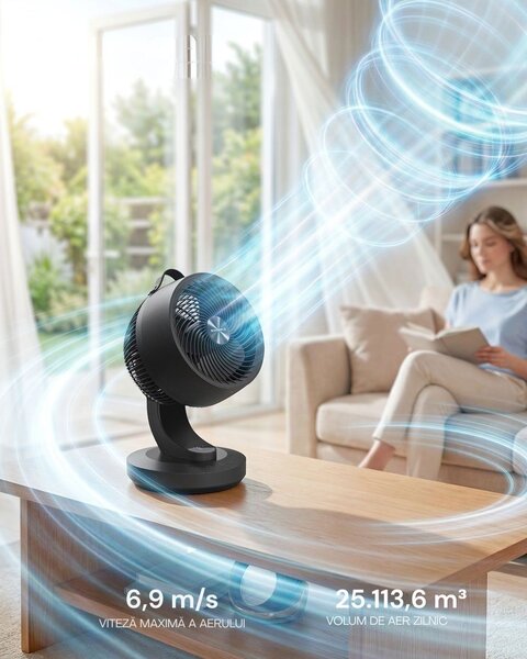 Ventilator de circulație FLOW cu telecomandă, negru SongmicsHome