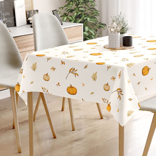 Goldea față de masă 100% bumbac - dovleci de toamnă și frunze 120 x 180 cm
