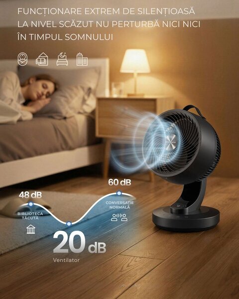 Ventilator de circulație FLOW cu telecomandă, negru SongmicsHome