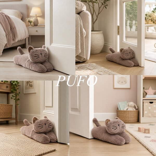 Opritor decorativ pentru usa in forma de pisica, accesoriu practic pentru protectia usilor si peretilor, ideal pentru casa, birou, dormitor sau camera copiilor
