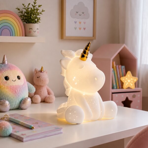 ONLI - Lampă de masă PORCELLANA 1xE14/6W/230V 23,5 cm unicorn