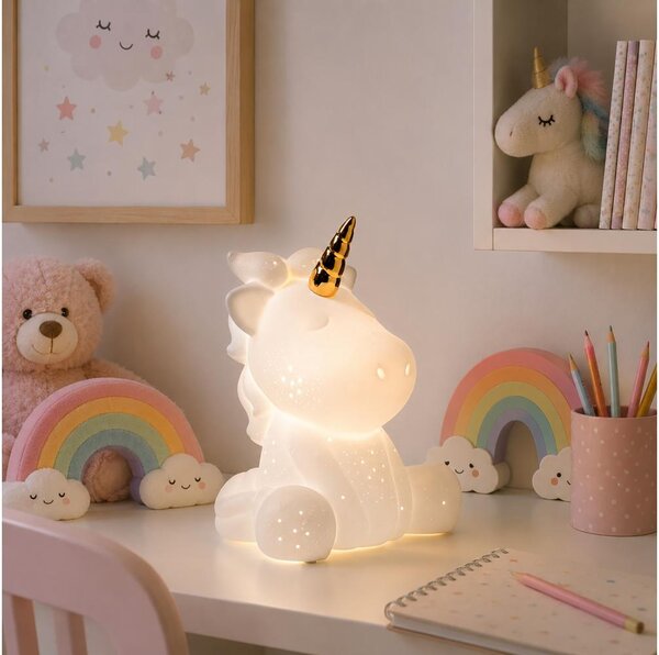 ONLI - Lampă de masă PORCELLANA 1xE14/6W/230V 23,5 cm unicorn
