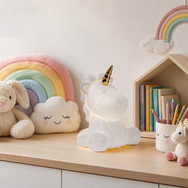 ONLI - Lampă de masă PORCELLANA 1xE14/6W/230V 23,5 cm unicorn