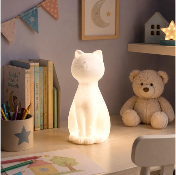 ONLI - Lampă de masă PORCELLANA 1xE14/6W/230V 27,2 cm pisică