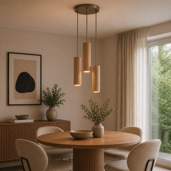 Brilliant - Lustră pe cablu LAKEWOOD 3xGU10/10W/230V, diametru 28 cm, maro