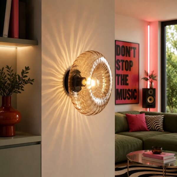 Brilliant - Aplica de perete NEVIL 1xE27/20W/230V negru/bej fumuriu