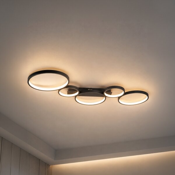 BRILAGI - Plafonieră LED ECHO, 60 W, 230 V, 4000 K, 45 x 110 cm, neagră