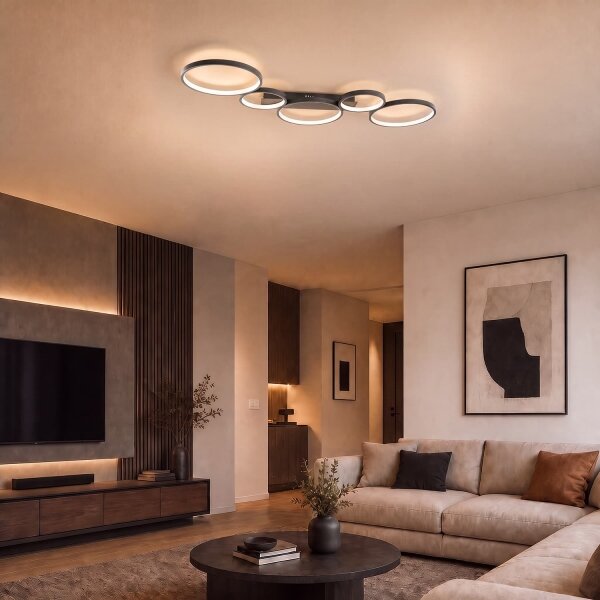 BRILAGI - Plafonieră LED ECHO, 60 W, 230 V, 4000 K, 45 x 110 cm, neagră