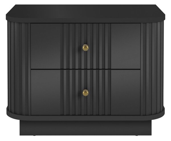 Noptieră Vesper 56 cm pe plintă - negru cu mânere aurii