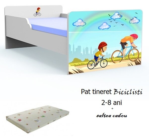 Pat tineret Biciclisti cu saltea 2-12 ani