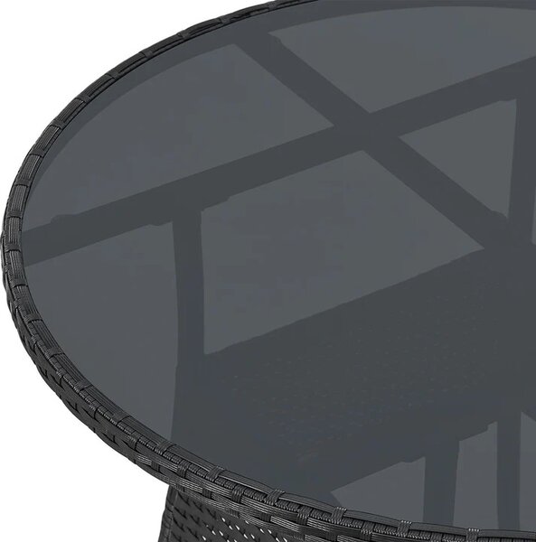 Juskys Masa rotunda Yoro Ø80 cm din ratan - negru