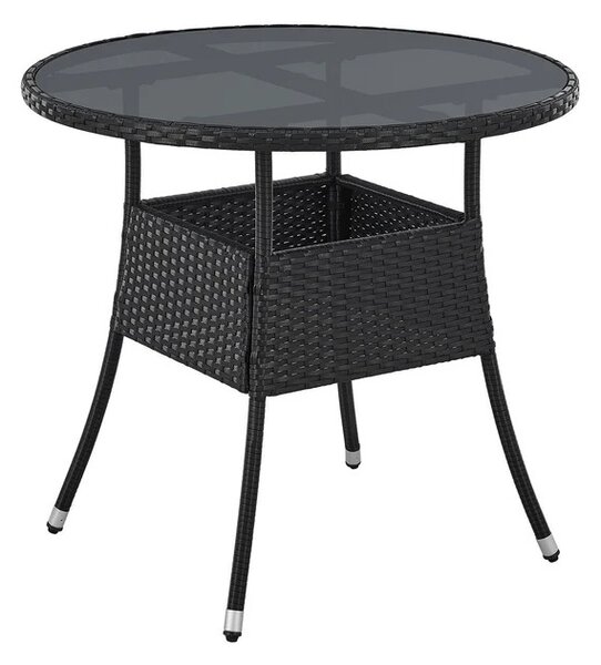 Juskys Masa rotunda Yoro Ø80 cm din ratan - negru