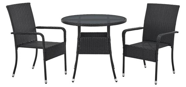 Juskys Masa rotunda Yoro Ø80 cm din ratan - negru