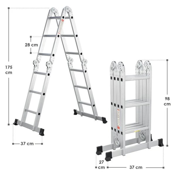 Juskys Scara multifuncțională din aluminiu 360 cm