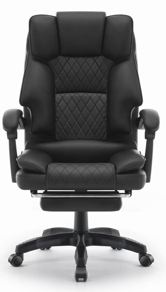 Scaun de birou ergonomic HC-1031 din piele ecologică cu suport pentru picioare - negru