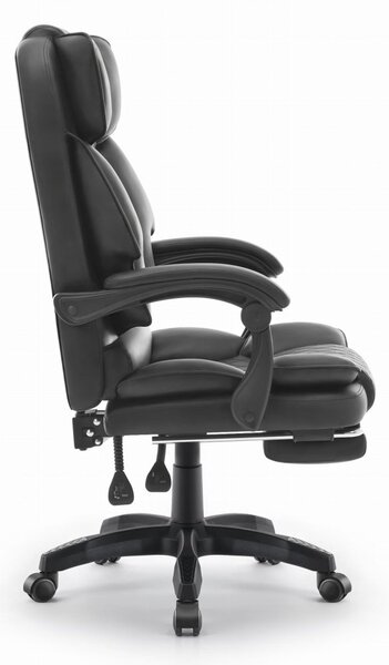 Scaun de birou ergonomic HC-1031 din piele ecologică cu suport pentru picioare - negru