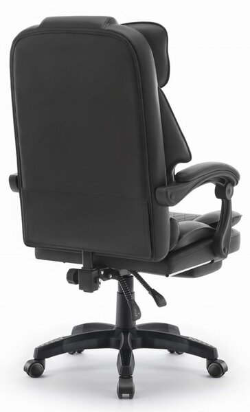 Scaun de birou ergonomic HC-1031 din piele ecologică cu suport pentru picioare - negru