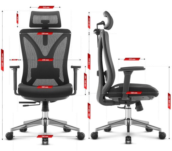 Scaun de birou ergonomic de înaltă calitate HC-1054 - negru
