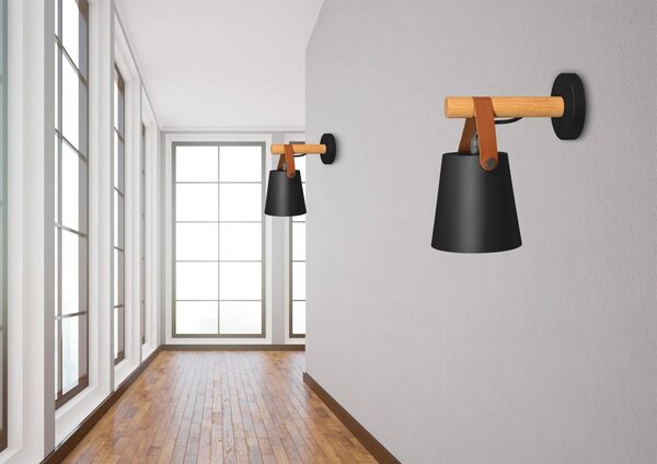 Aplică de design realizată din lemn și metal Gri