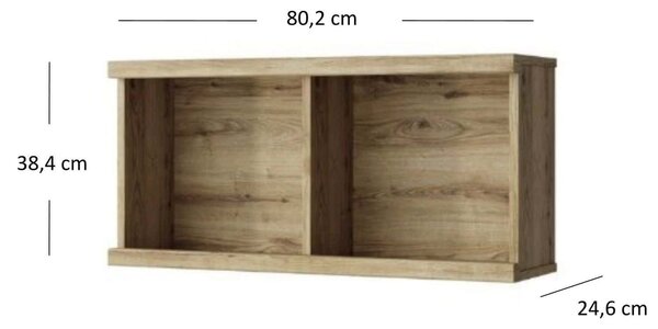 Raft DOORSET 80, stejar navarra, PAL laminat, 80x38x25 cm