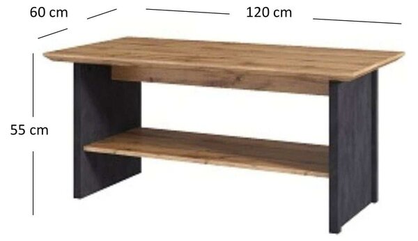 Masuta cafea NICOLE, stejar wotan/gri, PAL, 120x60x55 cm