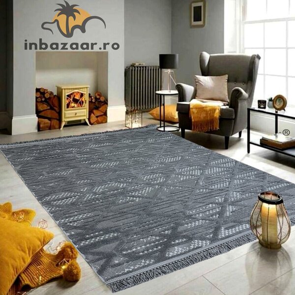 Covor 3D in relief zigzag 036A 120x180 cm Antracit
