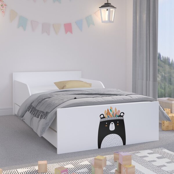 Pat pentru copii ce are un ursuleț ce-l păzește noaptea pe micuț 160 x 80 cm