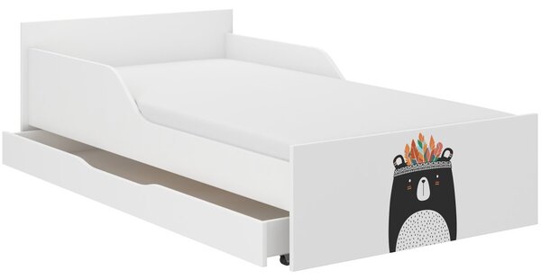 Pat pentru copii ce are un ursuleț ce-l păzește noaptea pe micuț 160 x 80 cm