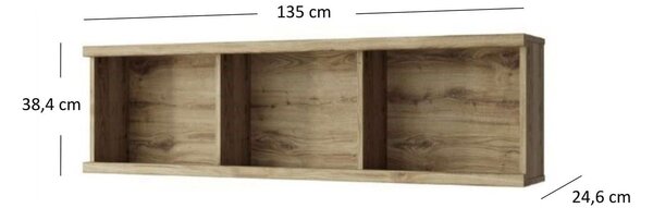 Raft DOORSET 135, stejar navarra, PAL laminat, 135x38x25 cm
