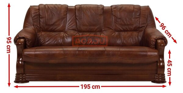 Canapea living piele naturala PARMA, maro, 195x96x95 cm