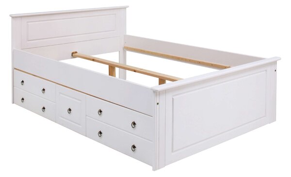 Pat lemn masiv Hugo alb 120/200 cm