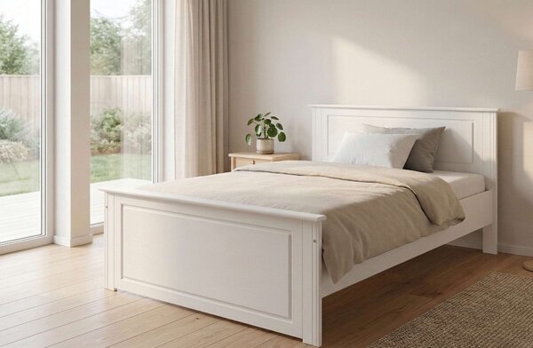 Pat lemn masiv Hugo alb 120/200 cm