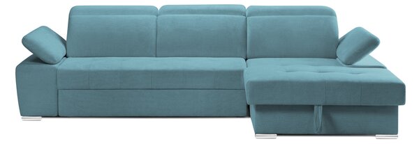 Colțar Extensibil TRENDY, cu ladă de depozitare, cu tetiere reglabile, variante stânga/dreapta 295x170x105 cm, Turcoaz-Memphis / Stanga