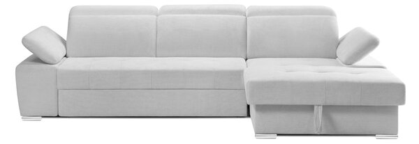 Colțar Extensibil TRENDY, cu ladă de depozitare, cu tetiere reglabile, variante stânga/dreapta 295x170x105 cm, Gri-Silver-Memphis / Stanga