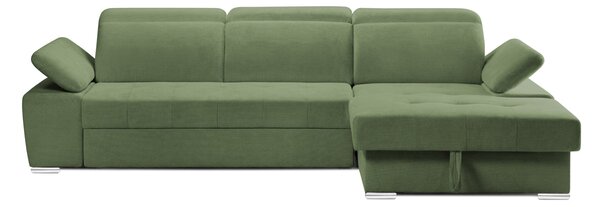 Colțar Extensibil TRENDY, cu ladă de depozitare, cu tetiere reglabile, variante stânga/dreapta 295x170x105 cm, Verde-Memphis / Stanga