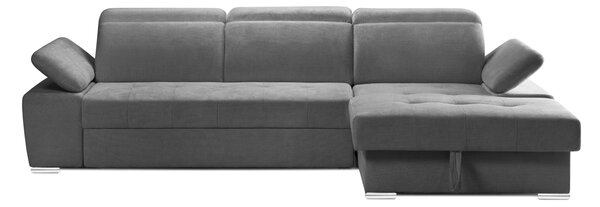 Colțar Extensibil TRENDY, cu ladă de depozitare, cu tetiere reglabile, variante stânga/dreapta 295x170x105 cm, Gri-Cenusiu-Memphis / Stanga