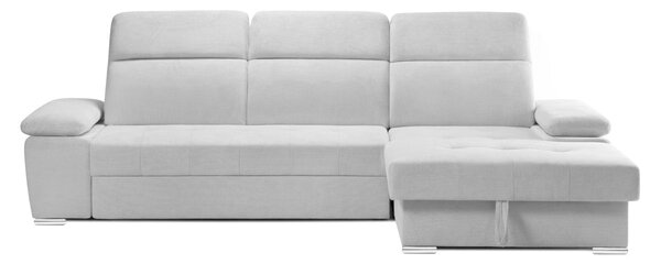 Colțar Extensibil TRENDY, cu ladă de depozitare, cu tetiere reglabile, variante stânga/dreapta 295x170x105 cm, Gri-Silver-Memphis / Dreapta