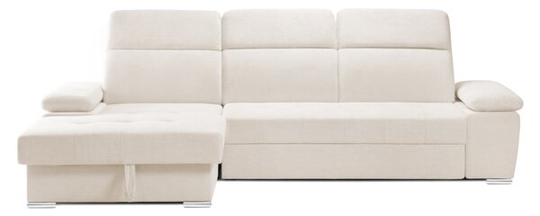 Colțar Extensibil TRENDY, cu ladă de depozitare, cu tetiere reglabile, variante stânga/dreapta 295x170x105 cm, Crem-Memphis / Stanga