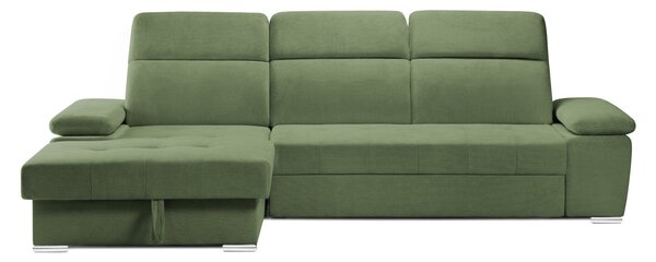 Colțar Extensibil TRENDY, cu ladă de depozitare, cu tetiere reglabile, variante stânga/dreapta 295x170x105 cm, Verde-Memphis / Stanga