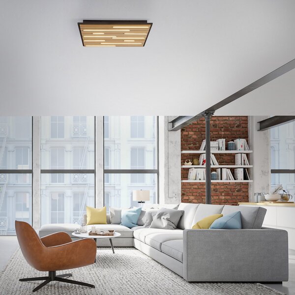 Q-Smart-Home Paul Neuhaus Plafonieră Q-Acoustic lemn 62 x cm, reglabil, Lemn, Camera de zi / sufragerie, Lemn, Modern