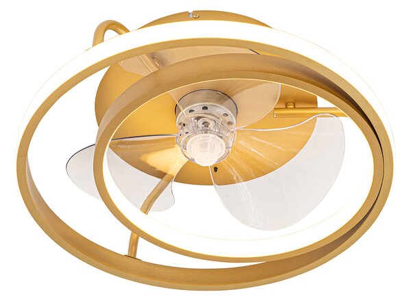 Ventilator de tavan auriu 46,5 cm, inclusiv LED cu telecomandă - Kees