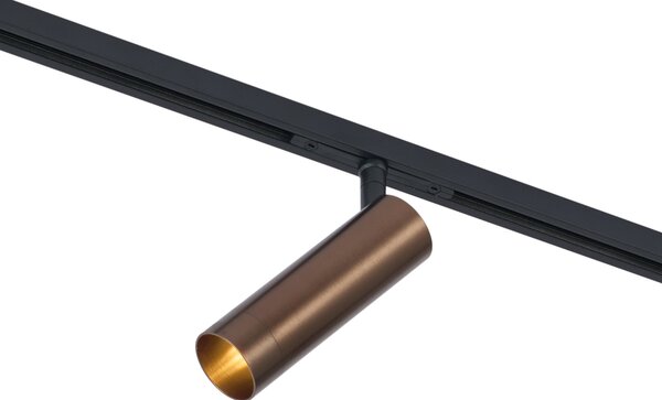 Sistem de iluminat pe șină modern cu 6 spoturi și 4 lumini suspendate Easylift bronz închis monofazat - Slimline Uzzy Tira